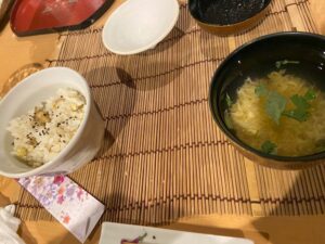 栗ご飯と卵とじのお吸い物